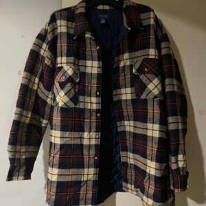 Towncraft Navy and Cream Plaid Shirt Jacket